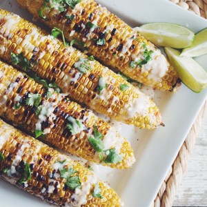Grilled Chili Corn with Coconut Lime Cream