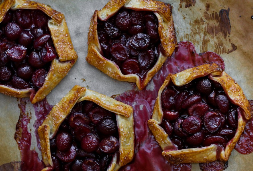 baked cherry galettes fresh from the oven