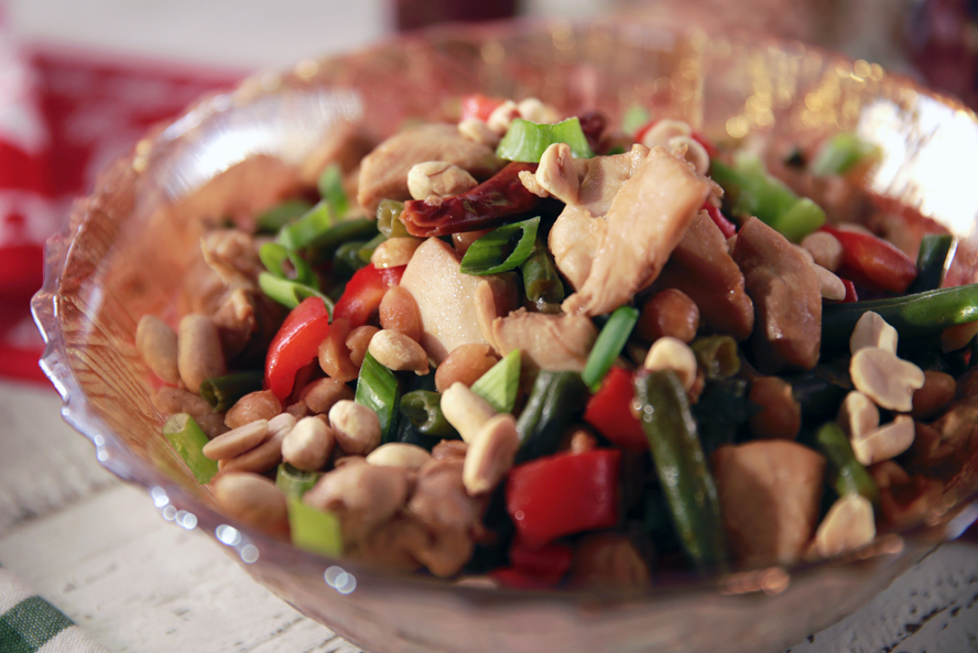 Beauty shot of Molly Yeh's Kung Pao Chicken, as seen on Girl Meets Farm