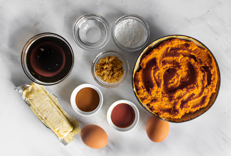paleo butternut squash tart ingredients on countertop