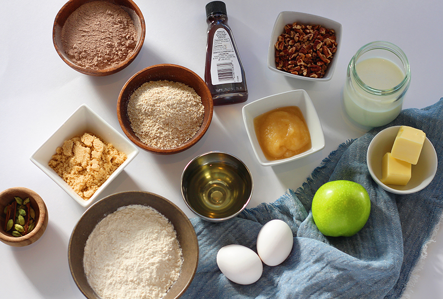 Ingredients for Cardamom teff apple muffins