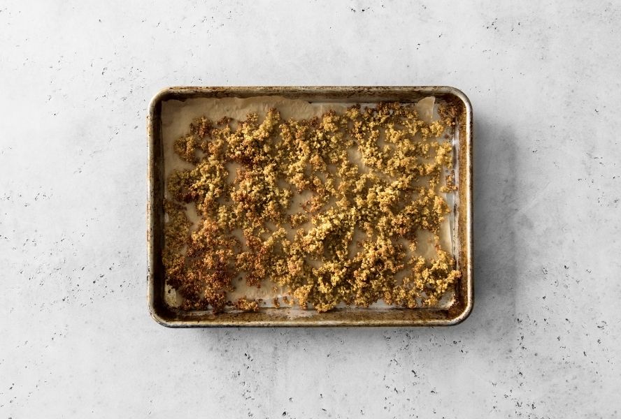 roasted quinoa on baking tray