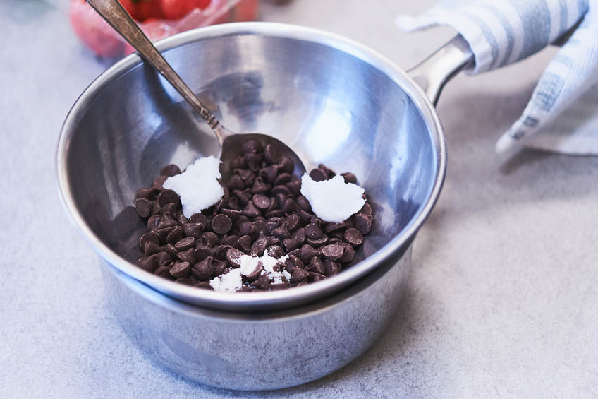 chocolate and coconut oil over a double boiler