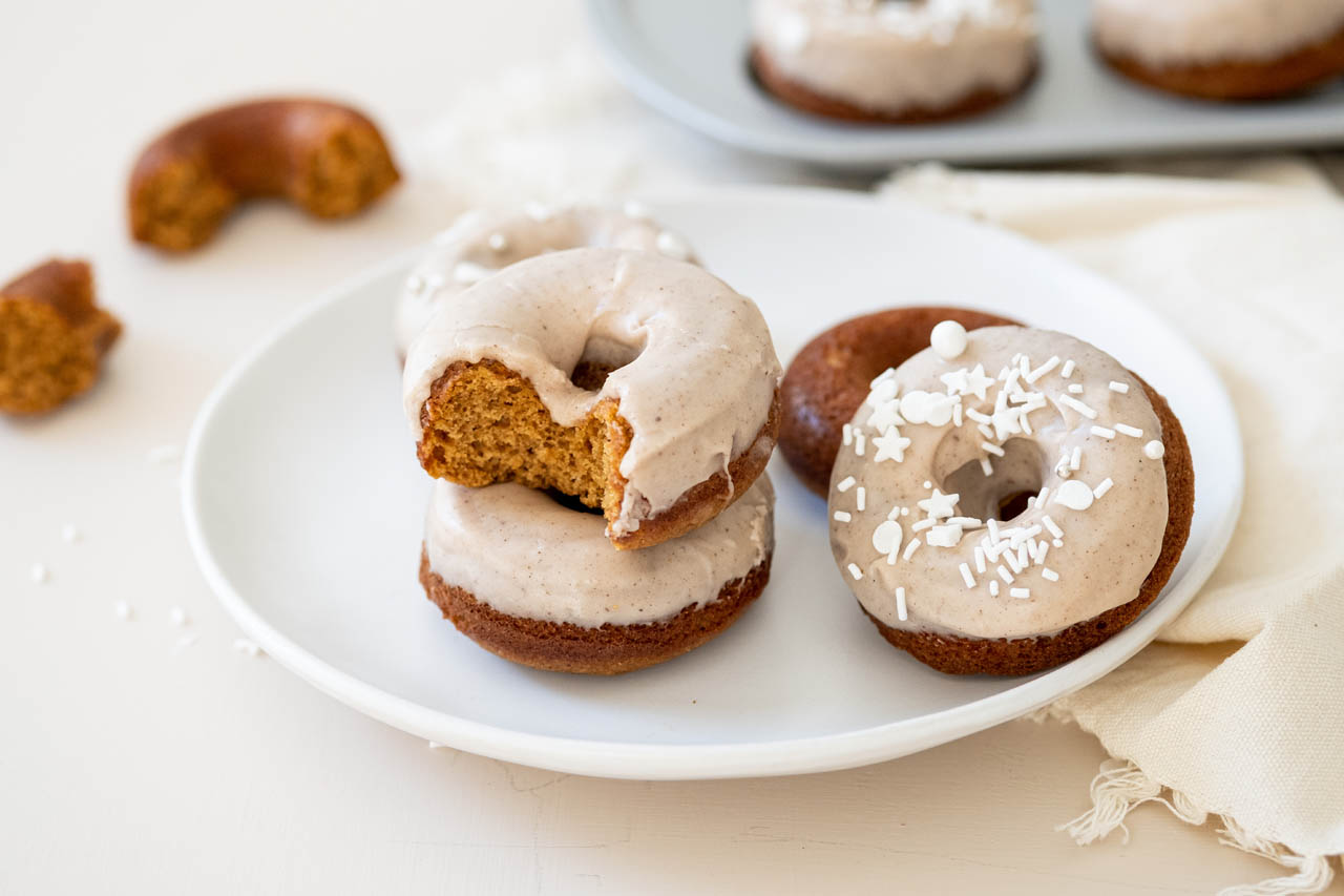 gingerbread doughnuts on a white plate