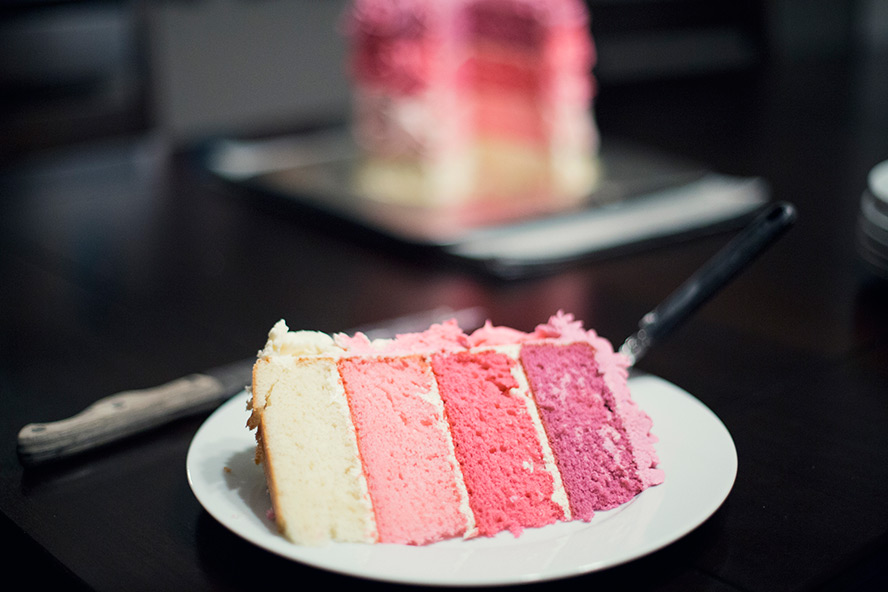 Pink Ombre Rose Cake