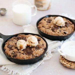 Date Night at Home Isn't Complete Without This Chocolate Peanut Butter Skillet Cookie