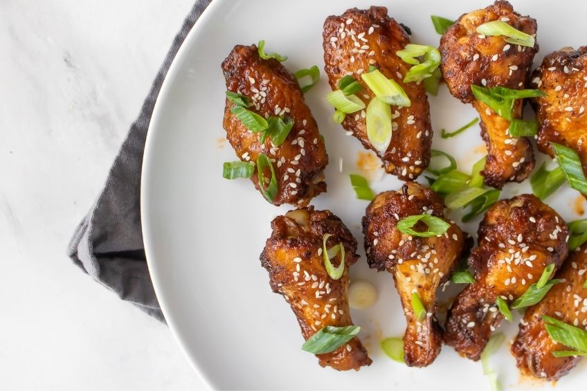 sweet chili chicken wings on white plate