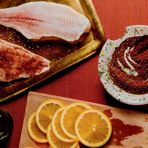 Cocoa-Rubbed Fish With Fresh Oranges and Crunchy Benne Seeds