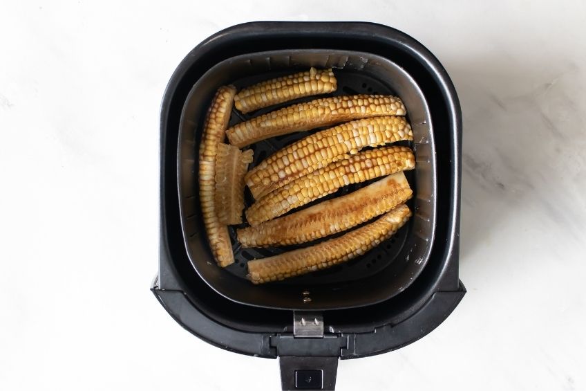 TikTok corn ribs cooking in air fryer