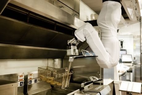 Flippy robot chef in fast food restaurant