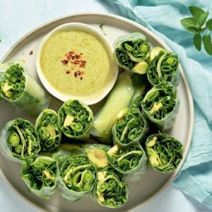Celebrate Spring With All-Green Fresh Rolls and Green Curry Dipping Sauce