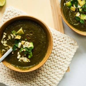 Herby Green Goddess Soup With Avocados and Feta
