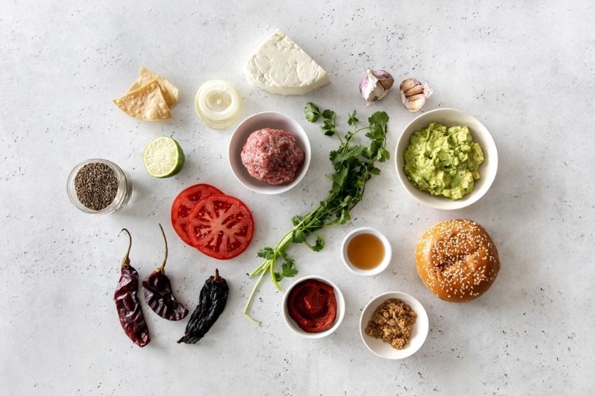 Mexican-inspired taco burger ingredients