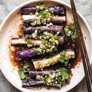 This Silky, Tender Chinese Steamed Eggplant is Topped With Aromatics and Drizzled With Sizzling Hot Oil