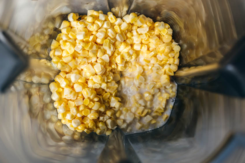 kernels of corn in a blender