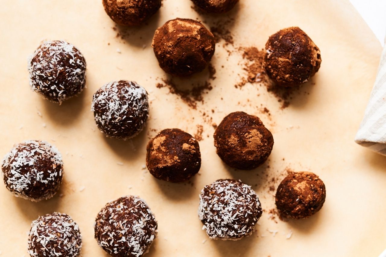 mood-enhancing chocolate truffles on countertop