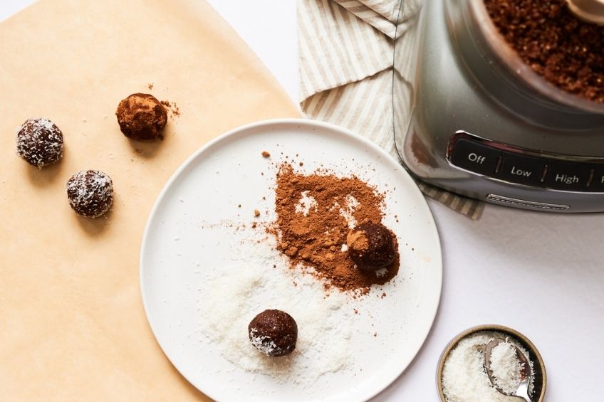mood-enhancing chocolate truffles on countertop