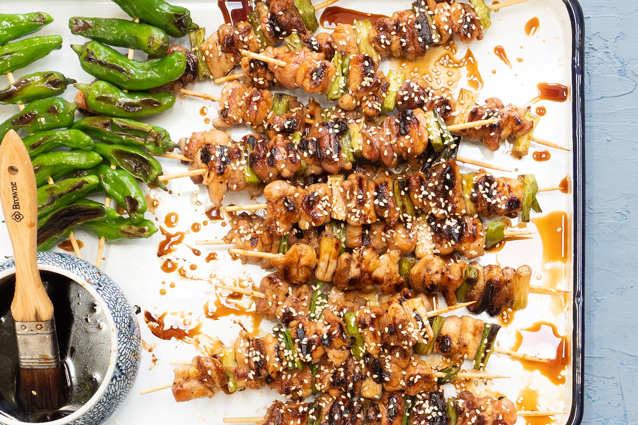 Grilled Skewered Shishito Peppers With Teriyaki Glaze Recipe