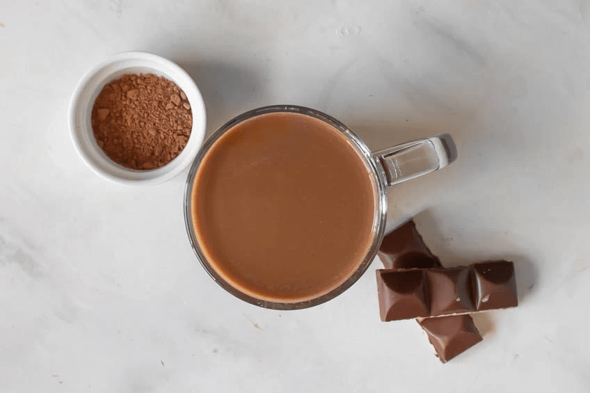 a mug of adaptogenic hot chocolate