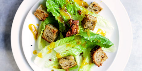 Pumpkin Caesar Salad with Sage Sourdough Croutons