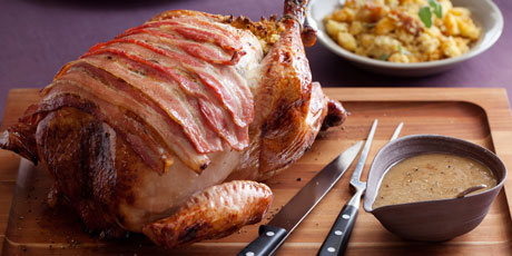 Maple-Roasted Turkey with Sage, Smoked Bacon and Cornbread Stuffing