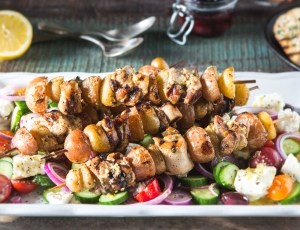 Grilled Greek Kebabs with Little Potatoes