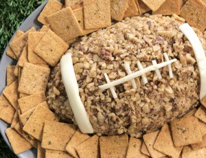 Football Cheeseball with Herbed Crackers