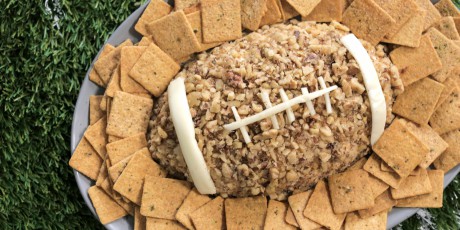 Football Cheeseball with Herbed Crackers