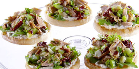 Open-Faced Tuna Tea Sandwiches with White Bean Spread