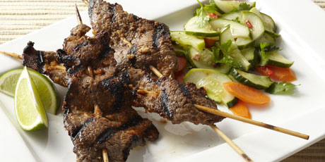 Beef Satay with Pickled Cucumber Salad