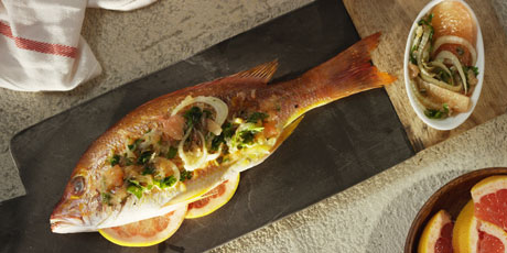 Grilled Red Snapper Stuffed with Florida Grapefruit