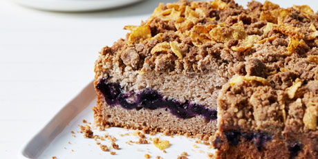 Spiced Blueberry Coffee Cake with Cornflake Crumbs