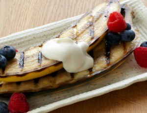 Grilled Bananas with Maple Creme Fraiche