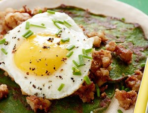 St. Patrick's Day Spinach Pancakes and Corned Beef Hash