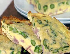 Asparagus, Canadian Bacon, and Cheese Frittata