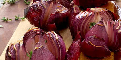 Roasted Red Onions with Walnut Dressing