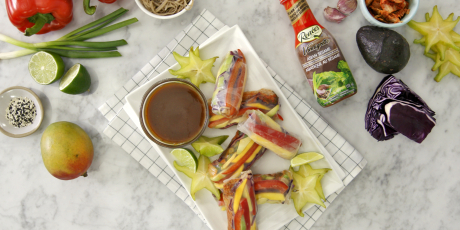 Kimchi, Mango and Soba Summer Rolls with Sesame Dipping Sauce