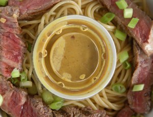 Beef Noodle Salad Bowls with Peanut Sauce
