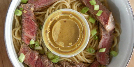 Beef Noodle Salad Bowls with Peanut Sauce
