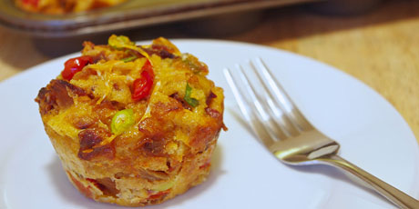 Caramelized Onion &amp; Bacon Strata Cups