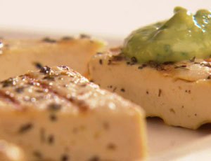 Grilled Herbed Tofu with Avocado Cream