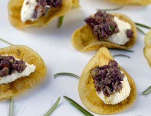 Potato Crisps with Goat Cheese and Olives