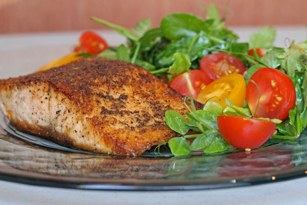 Salmon and Greens With Cumin Dressing