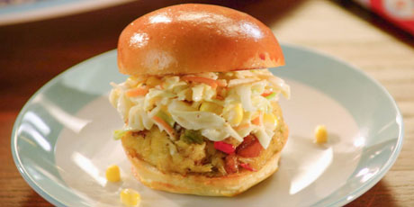 Crab-Boil Sliders with Homemade Coleslaw