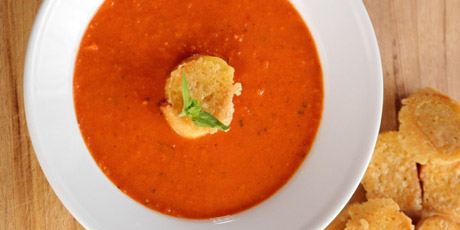Tomato Soup with Parmesan Croutons