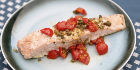 Salmon with Tomatoes and Capers in Foil