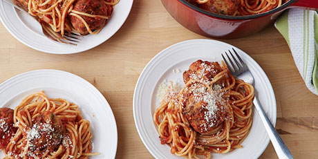 Spicy Turkey Meatballs and Spaghetti