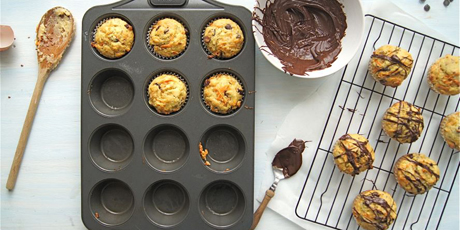 Healthy Carrot, Banana and Chocolate Chip Muffins