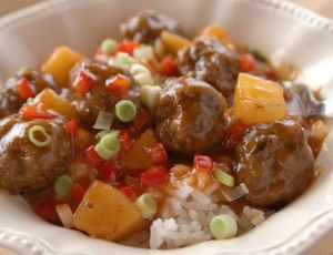 Sweet and Sour Meatballs on Rice