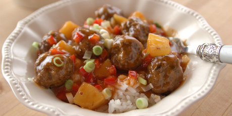 Sweet and Sour Meatballs on Rice